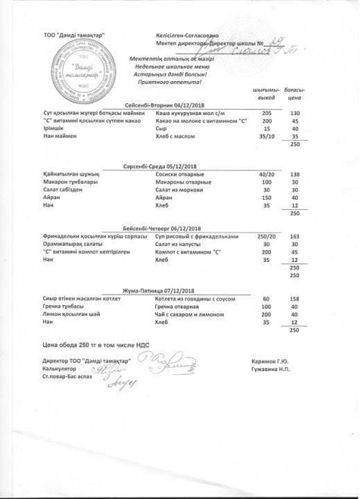 04-07 желтоқсан айында асхананың ас мәзірі