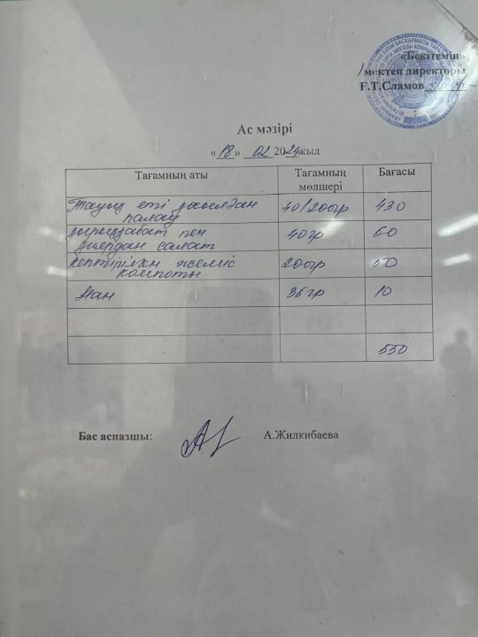 18.02.2025ж БІР АПТАЛЫҚ АС МӘЗІРІ.МЕНЮ
