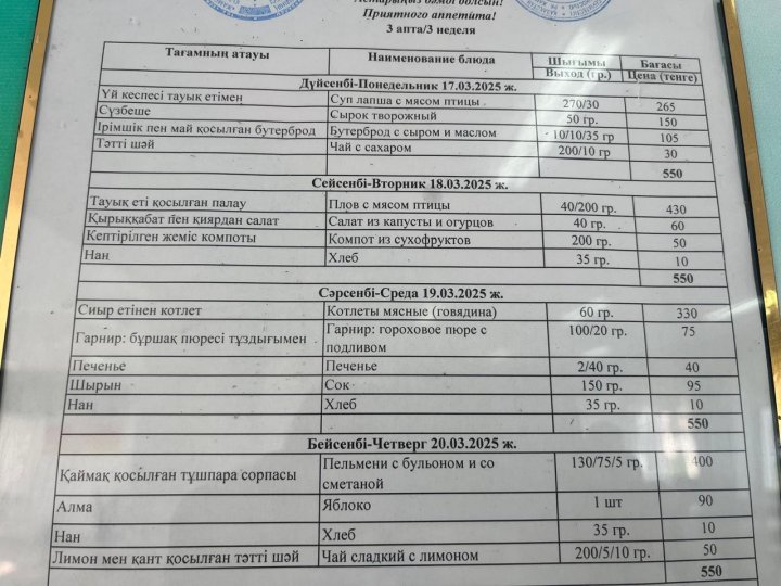 17.03-20.03.2025ж БІР АПТАЛЫҚ АС МӘЗІРІ.МЕНЮ