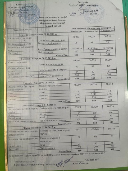 29.09-03.10.2025 ж БІР АПТАЛЫҚ АС МӘЗІРІ.МЕНЮ