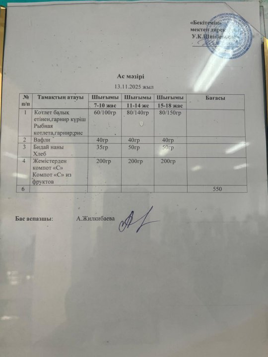 13.11.2025ж БІР АПТАЛЫҚ АС МӘЗІРІ.МЕНЮ