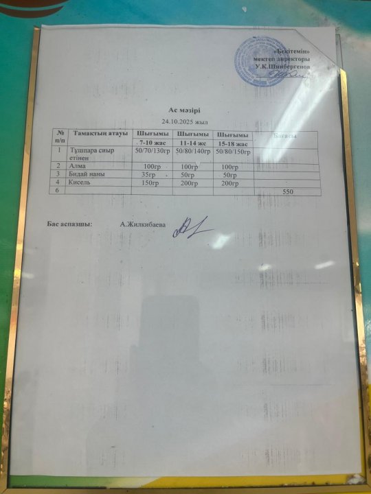 24.10.2025ж БІР КҮНДІК АС МӘЗІРІ.МЕНЮ