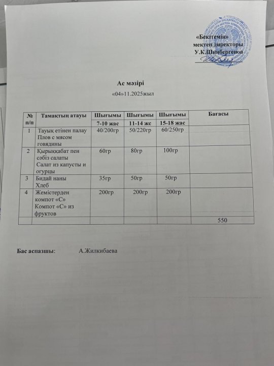 04.11.2025ж БІР АПТАЛЫҚ АС МӘЗІРІ.МЕНЮ